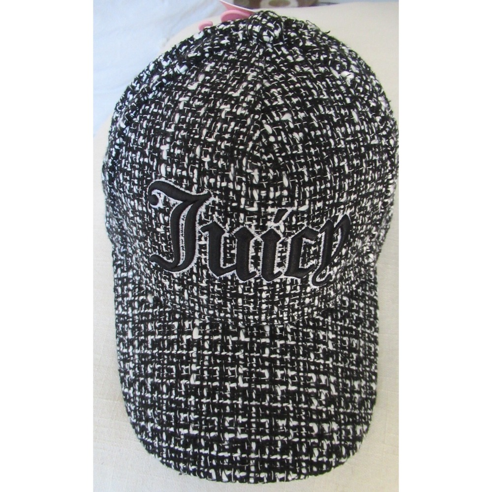 Juicy Couture‎ Black & White Tweed Houndstooth Baseball Hat With JUICY Logo
